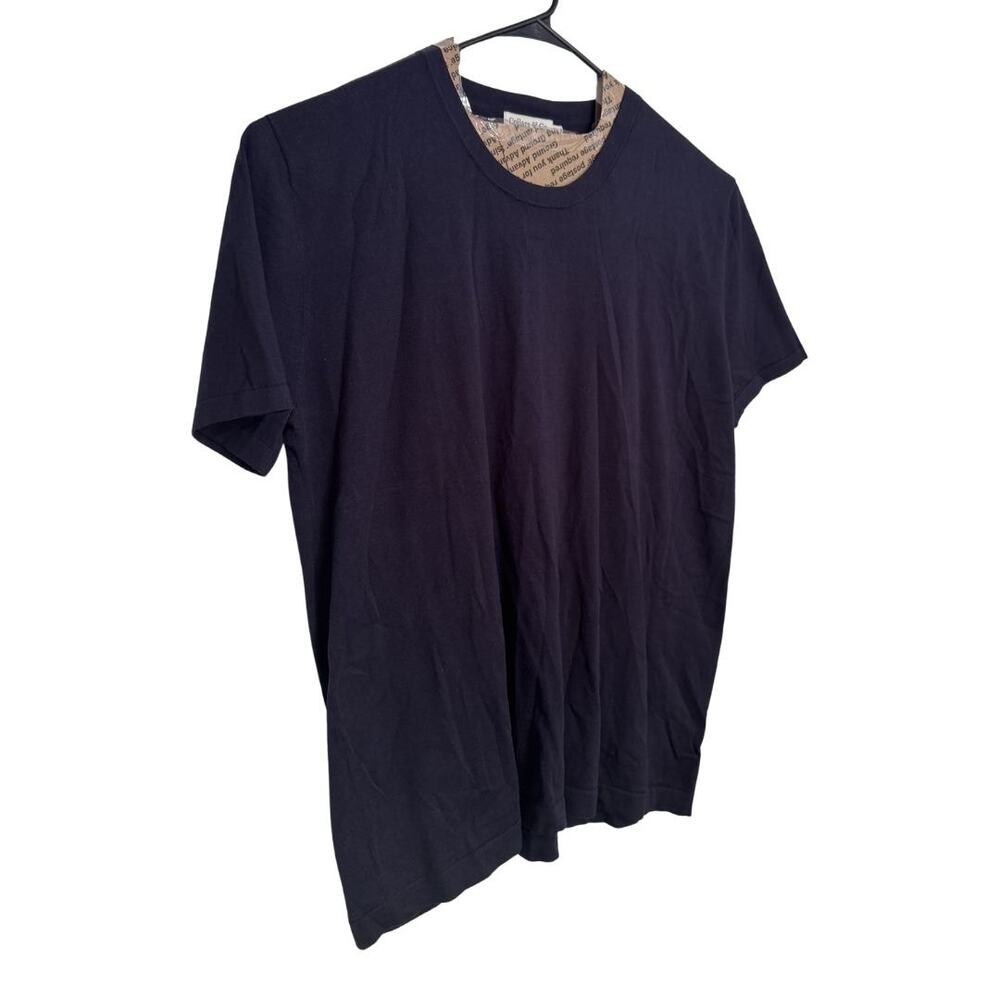 COLLARS & CO Lucca Luxury Touch Cotton Silk T-Shirt Short Sleeve Navy NWT 3XL - Picture 4 of 6